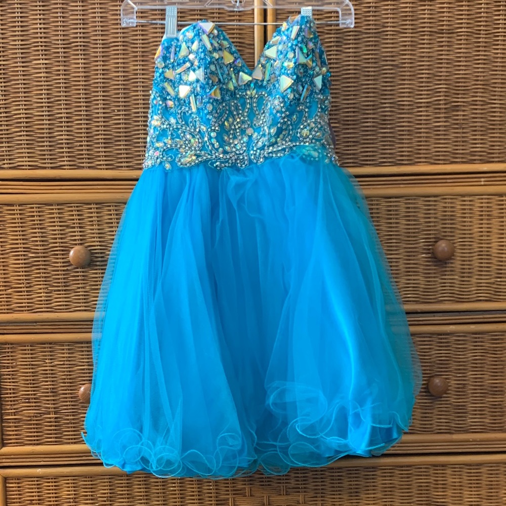 Elegant Blue Beaded Kids Dress